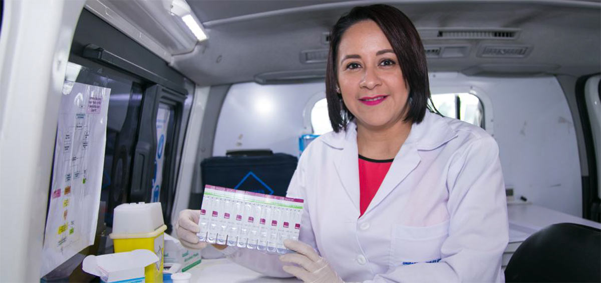 A nurse in the mobile unit