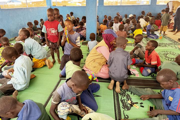 Children play at child-friendly space set up by Plan in Ourang