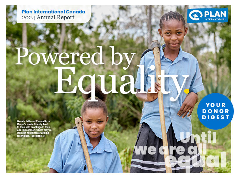 2024 plan international annual report digest cover, title: until we are all equal