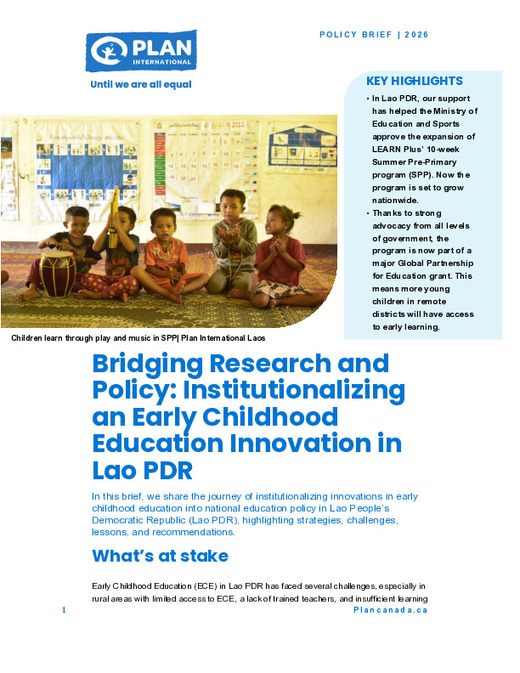 Bridging Research and Policy: Institutionalizing an Early Childhood Education Innovation in Lao PDR cover