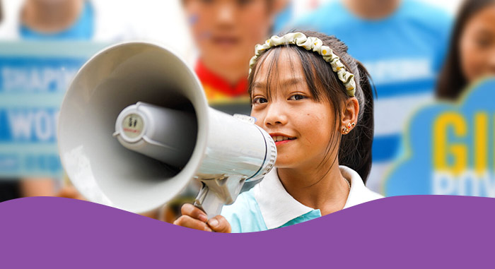 Girl on megaphone