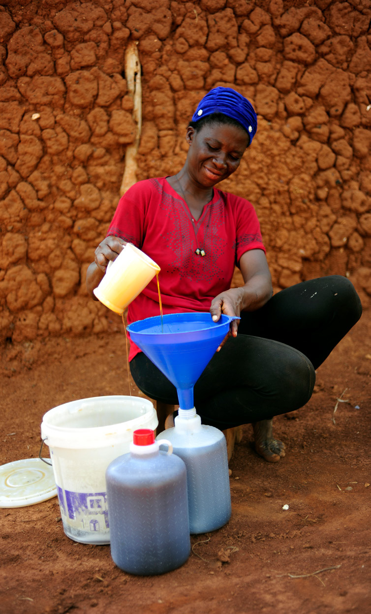 Naomi, 28, took a three-week training course and apprenticed with a professional seamstrees in her community to complete her training.