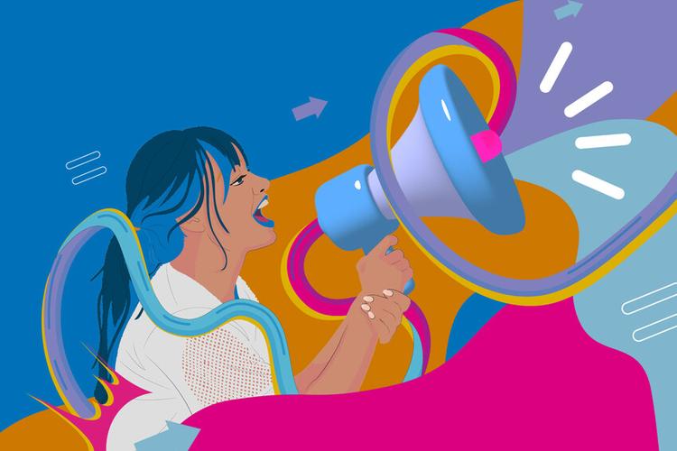 Illustration of Girl with Megaphone