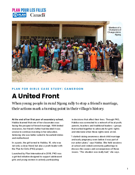 A United Front, P4G Case Study: Cameroon cover