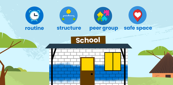 graphic of house and icons behind it