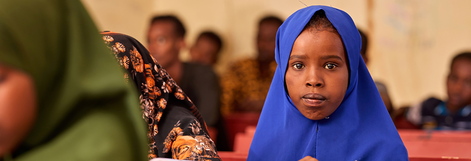 Girl learning in class at school in Togdheer region, Somaliland 