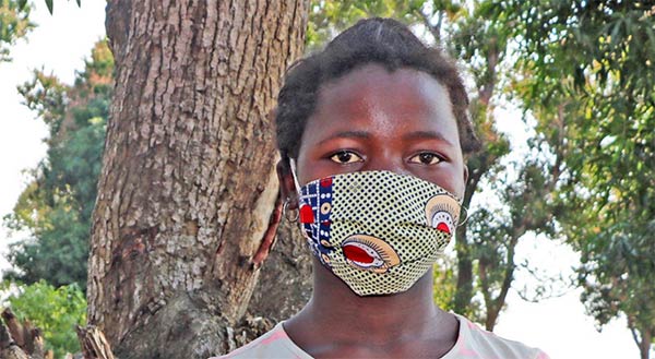 Girl wearing a mask