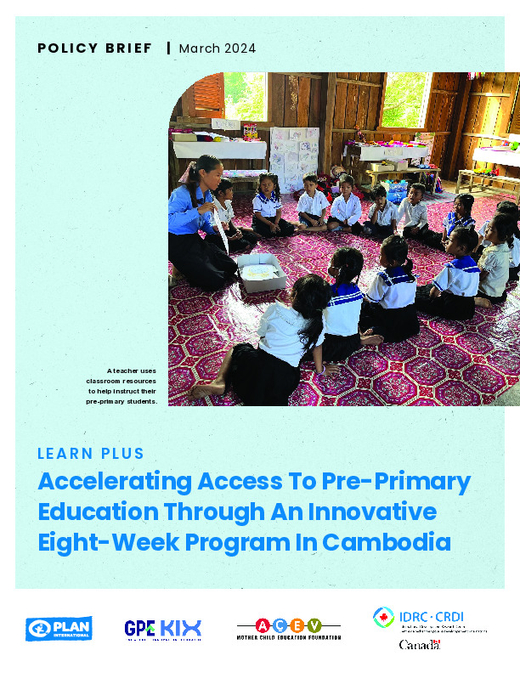 Cover of Policy Brief: Accelerating Access To Pre-Primary Education Through An Innovative Eight-Week Program In Cambodia