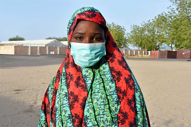 Girl wearing mask