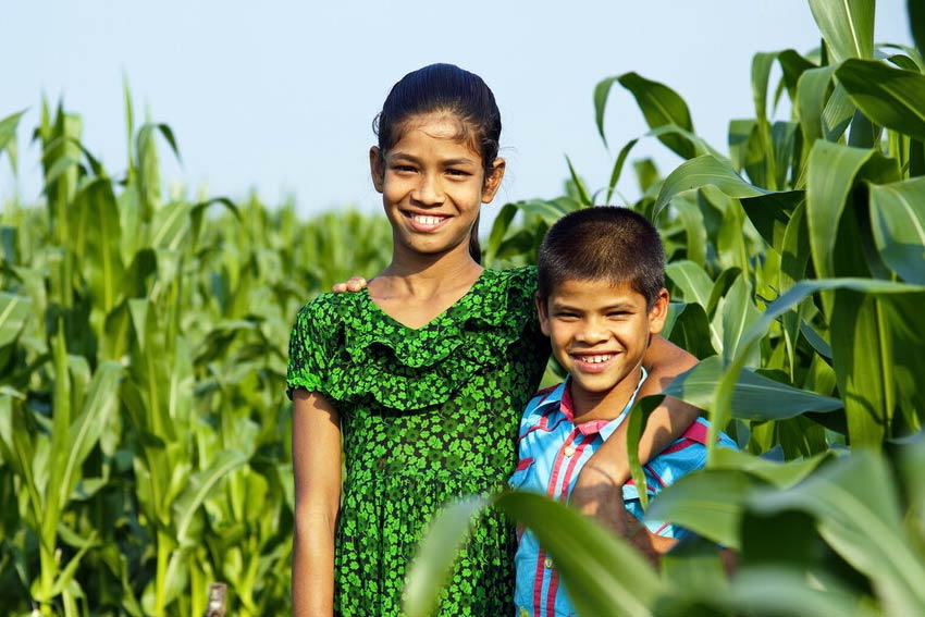 Two children in a field