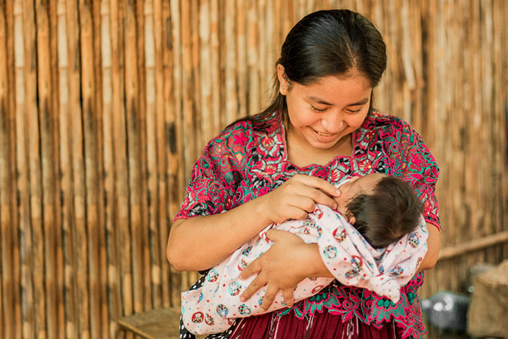 Woman holding baby