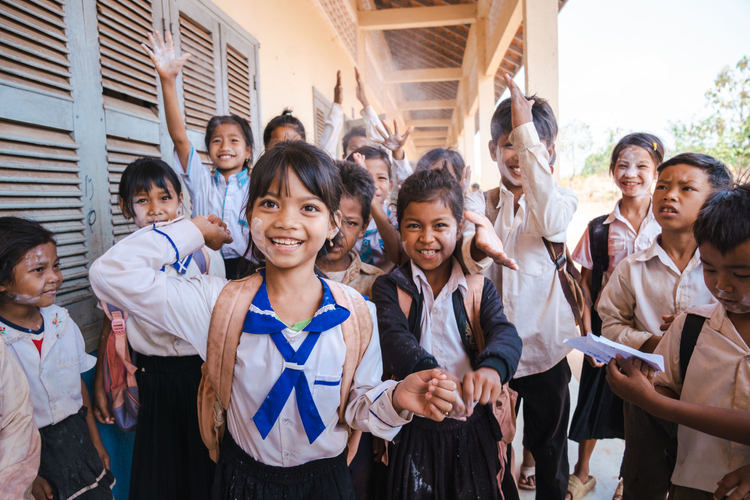 A group of schoolchildren in Cambodia