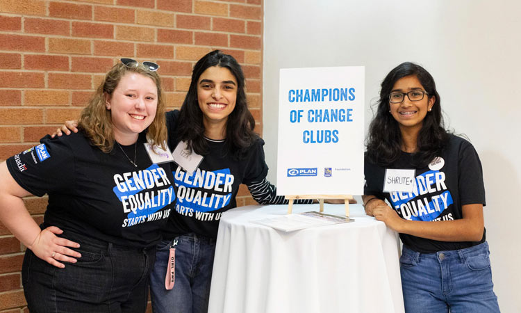 Girs in gender equality tshirts