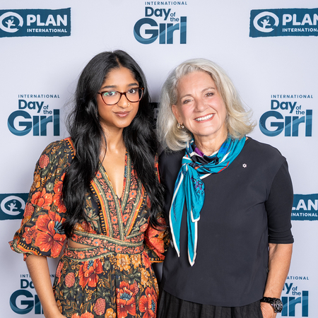 Maitreyi Ramakrishnan and Lisa LaFlamme at Plan International Canada's International Day of the Girl event
