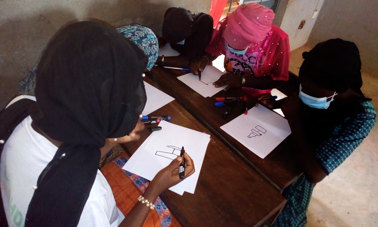 Girls engaged in drawing, PVM workshop