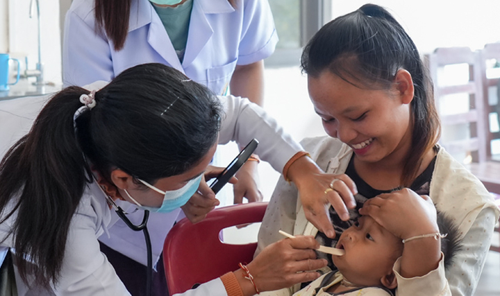 Child getting health check up