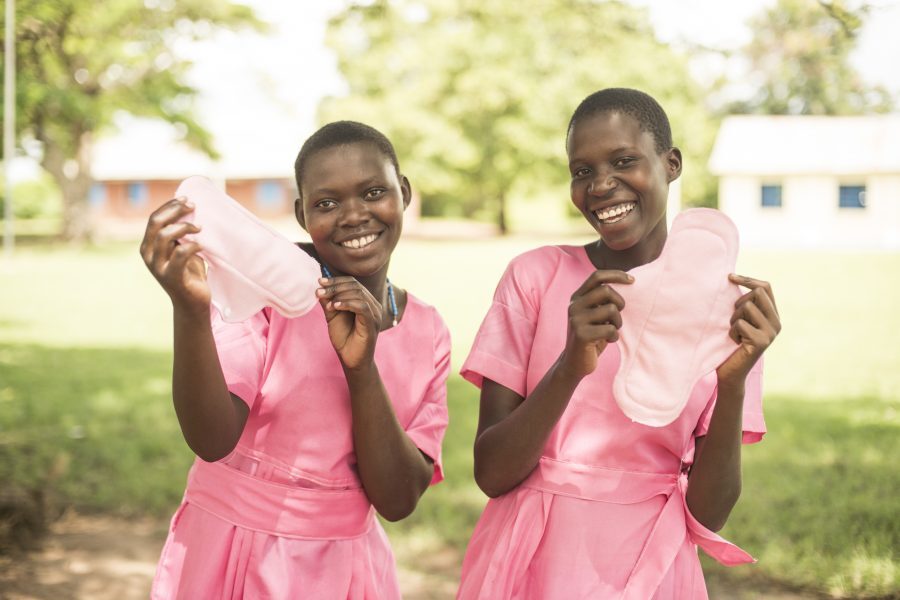Pads for periods - GOH Product photo, Girls at school in Tororo show off their reusable sanitary pads