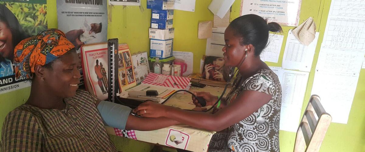 Nurse Mavis with patient